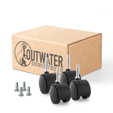 OUTWATER 2 in. Wheel Diameter, Black Nylon Swivel Hooded Samson Twin Wheel Caster, 4PK 3P1.14.00061